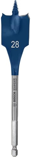 Bosch 1x EXPERT Self Cut Speed Flachfräsbohrer, 28 x 152 mm | für Weichholz, Spanplatte, Ø 28,00 mm, Professional Zubehör Bohrmaschine