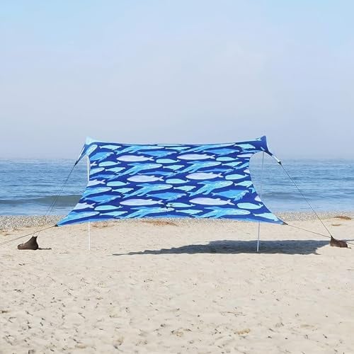 Neso Zelte Gigante Beach Zelt, 2,5 m hoch, 3,3 m (11 ft) x 3,3 m (11 ft), Verstärkte Ecken und Kühlfach(Rettet die Wale)