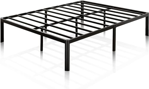 Zinus Van Bett 140 x 190 cm – Bettgestell 41 cm hoch mit Stauraum unter dem Bett – Plattformbett aus Metall – Schwarz