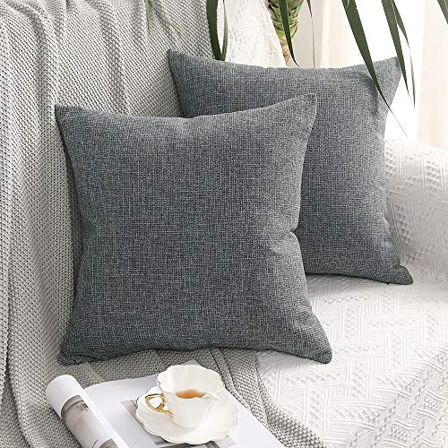 MIULEE Kissenbezüge Kissenhülle Dekokissen Leinen-Optik Dekorative Kissenbezug Sofakissen Couchkissen Deko Kreuz mit Verstecktem Reißverschluss für Sofa Schlafzimmer 2er Set 65x65 cm Hellgrau
