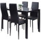 JE Dining Table Chairs Set of 4. Black Dining Room Kitchen Set, Glass Large Table with 4 High Back Chairs