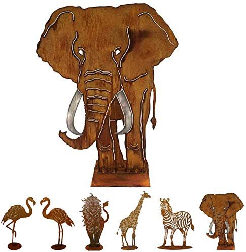 Gartenfigur Rost auf festem Stand – Hochwertig & Wetterfest - Metall Tierfigur - Edelrost Dekofigur/Tier Figur – Gartendeko/Dekoration (Elefant - Höhe 150cm)