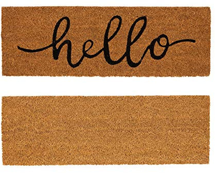 Nicola Spring Coir Step Mats - 60 x 20cm - Hello - Pack of 2