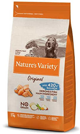 Nature's Variety Original No Grain - Croquettes pour Chiens Adultes de Moyenne et Grande Race - Sans céréales - au Saumon sans arêtes - 2kg