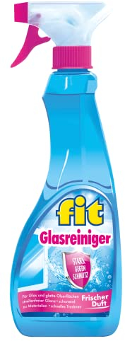 fit Glasreiniger 500 ml - für Fenster, Spiegel, Autoscheiben - streifenfreie Reinigung schnell trocknend, ohne Mikroplastik