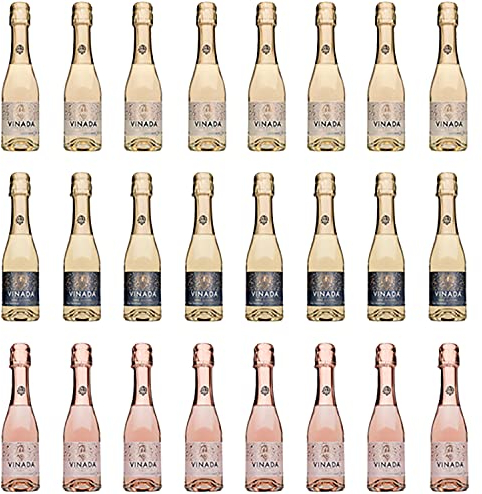 VINADA - Crispy Chardonnay, Sparkling Gold, Sparkling Rose Variety Pack (Zero Alcohol) - 200 ml (24 Glass Bottles)