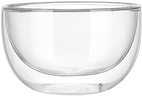 Cabilock Glass Grain Bowl Double-Walled Glass Soup Bowls Clear Fruit Salad Bowl Dessert Ice Cream Food Portion Glassware for Home Cafe