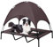 BRIAN & DANY XL-Hundebett mit Überdach, langlebiges 1680D-Oxford-Gewebe Hundeliege für Camping oder Strand, Braun