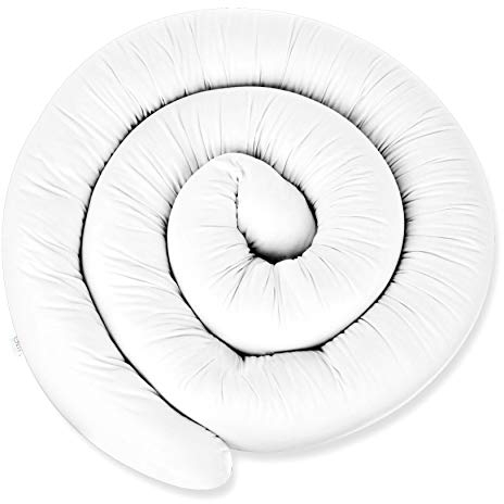 ekm trade XL 155 cm Bettschlange für Allergiker Bettkissen Stillkissen Bettrolle Zierkissen Bettumrandung Schlange Handmade 100% Baumwolle (38 – Weiß, 155 cm)