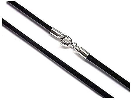 Minoplata Collier ras-du-cou en soie noire 40 cm avec fermoir en argent sterling 925 pour femme et fille, Soie, Pas de gemme