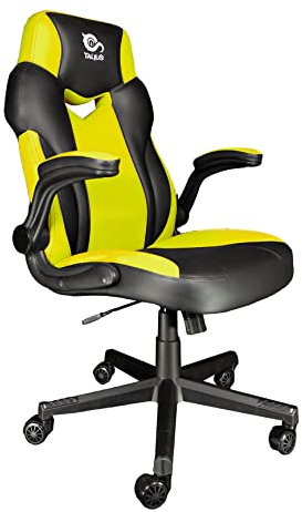 Talius Crab Silla Gaming Brazos abatibles, Butterfly, Base Naylon, Ruedas 60mm, Gas Clase 4 niños y Adultos, para Juegos, Oficina, Escritorio. (Yellow)