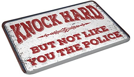 CakJuice Retro Teppich Knock Hard But Not Like You The Police Matte Hinterhof Bar Dekor Veranda Teppich (Größe: 50 x 80 cm)