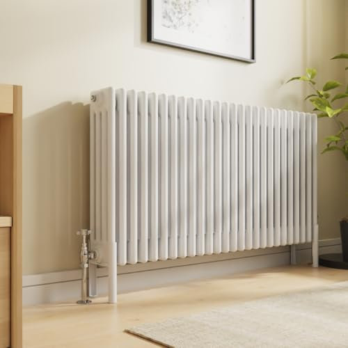 NRG Traditional 4 Column Horizontal Radiator 600x1190mm Gloss White Central Heating Radiators
