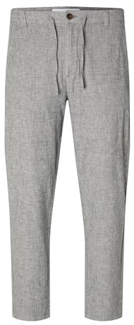 SELECTED HOMME Mens Slh172 Slimtape Brody Linen Pant Noos Chino Trousers, Sky Captain/Detail:Mixed W. Oatmeal, S UK
