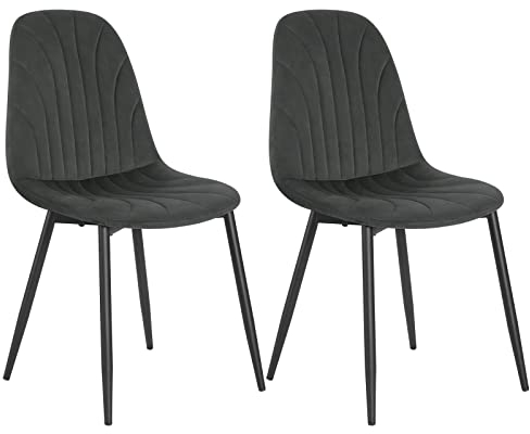 Lestarain Esszimmerstühle 2er Set, für Schlafzimmer Küche Wohnzimmer, ergonomisches Design, Küchenstühle mit Samtbezug Metallbeinen, Dunkelgrau
