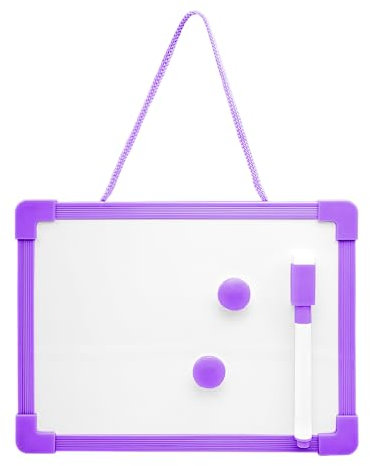 Mini tableau blanc magnétique effaçable avec marqueur noir, effaçable et 2 aimants – 15 x 20 cm multicolore – Pour enfants, dessin, école, maison, bureau, chambre, studio (violet)
