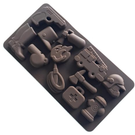 SSIMOO Fire Fighting Equipment Safety Police Chocolate Silicone Mold Cake Fondant Bakeware Kitchen Handmade Mold Students DIY Tools