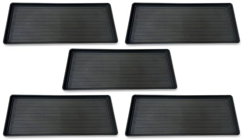 EarlyGrow 5-Pack Grow Bag Tray 100cm x 40cm Garden Plant Watering Indoor, Outdoor, Greenhouse for Tomatoes, Fruits and Vegetables, and Boots, Litter or Oil Tray