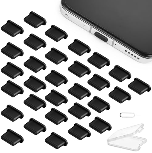 AXFEE USB C Schutzkappe, 30 Stück Typ C Staubstecker, Silikon Staubschutzstecker Phone Staub Stecker Schützt Kompatibel mit Typ-C Handy Tablet, Samsung Galaxy Xiaomi