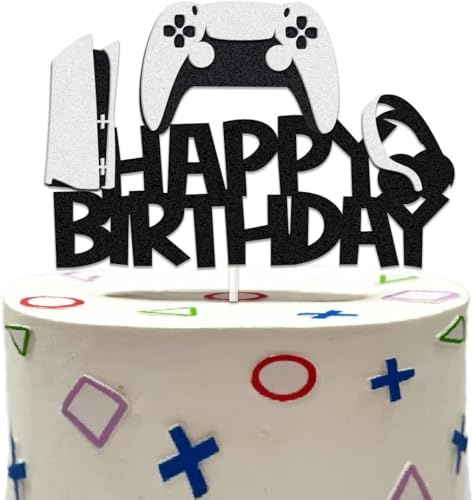Confetti! Glittery Video Game Cake Topper - PS5 Edition - dazzling PS5 Cake Decoration for Gammers Birthday Theme Party