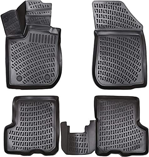fussmattenprofi.com 3D Gummimatten Set für Dacia Sandero I (1.Gen) Baujahr 2007-2012 | Extra Hoher Rand Allwetter Auto Fussmatten I TPE Geruchlos rutschfest Fußmatten Zubehör