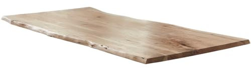 SAM Tischplatte 140x80 cm | Holzplatte Akazienholz massiv + naturfarben + lackiert | Baumkanten-Platte für Heimwerker, Arbeitsplatten, Tische & UVM. | Kombinierbar mit unseren Tischgestellen