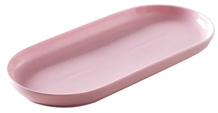 Schmuckplatte Dekotablett Rosa Kosmetiktablett Oval Kleines Schmuckständer Dekoration Wiederverwendbar Tablett Servierplatte für Lagerung Münzen Schlüssel Armband