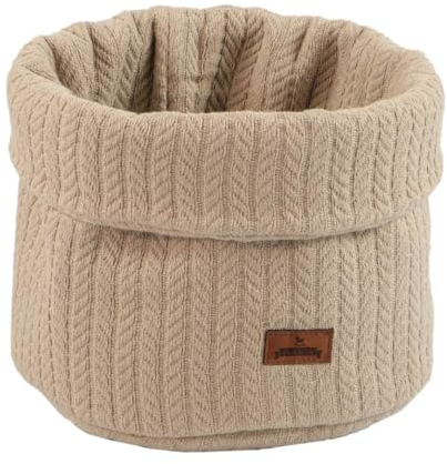 Puckdaddy Aufbewahrungskorb Skady | Organizer in Sand | Zopfstrickmuster | Baby Geschenk-Set zur Geburt | 1 Aufbewahrungskorb 22x22 cm | 100% Baumwolle | OEKO-TEX geprüft