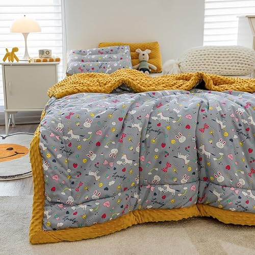 Kinder Kuscheldecke 150x200 Bio Baumwolle Polar Fleece Decke Exquisit Cartoon Einhorn Muster Wohndecke Sofadecke Bettüberwurf Flauschige Weiche Warme Sofaüberwurf leichte gemütliche Plüsch Bettdecke