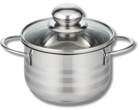 ELO Kochtopf aus Edelstahl für Induktion, 12 cm Mit Glasdeckel, Grau
