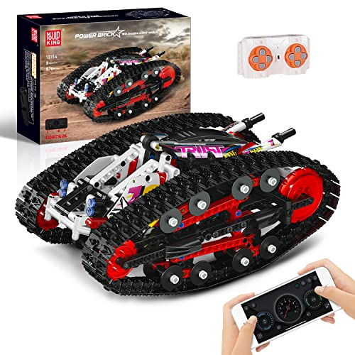 Mould King 13154 Technik Ferngesteuert Bauspielzeug Tracked Racer Transformationsfahrzeug Klemmbausteine STEM Modellbausatz 360° Flip (836 Teile)