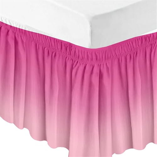 Surwin Cache-Sommiers Jupe de lit à Volants 3D Coloré Jupe de Lit Élastique Dentelle Robuste et élastique Microfibre Style Enveloppant Facile a Mettre et à Enlever Jupe de lit (150x200x45cm,Rose)