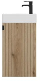 badselekt Design Gästebad Set Style Badezimmermöbel Set Eiche mit Stukturfront Set mit Unterschrank & Waschbecken ideal für kleine und schmale Toiletten mit Waschplatz