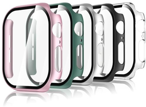 Bigqin 5 Piezas Protector de Pantalla Compatible con Apple Watch Series 10 46mm, con Vidrio Templado, Cubierta Completa, antiarañazos, Funda Protector Compatible con iWatch 10 46mm