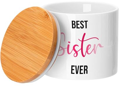Fabulous Keramiktopf mit Deckel Bambus - Best Sister Ever Best Sister Rose - 473 ml (16 oz) - Topf