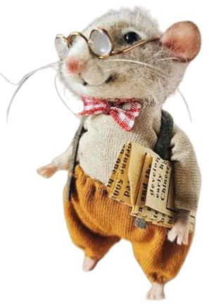 Zktfyshk Nadelfilz-Modell Weihnachten Cartoon Wolle gefilzt Mäuse Miniaturfigur Puppen für Heimdekoration oder Motto-Partys