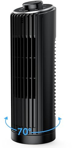 PNTCK Ventilateur de table pour chambre à coucher, ventilateur de table 7m/s avec ventilateur, table oscillante à 70°, 4 vitesses, 4 modes, minuterie de 12 heures