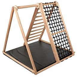 KIDWOOD Klettergerüst klappbar inkl. Matte, Kletterdreieck mit Turnstange Black Edition, Geschenkidee zum 1 Geburtstag