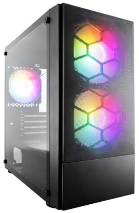 1st Player X4-M ARGB Black Micro ATX Gaming Case - Mesh Front Panel and Tempered Glass side Panel 3 x ARGB Fans Pre-Installed