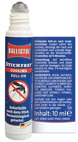 BALLISTOL 26990 Stichfrei Cooling, Roll on - 10 ml - Linderung bei Insektenstich, Mücken, Zecken - Lippenstift-Format