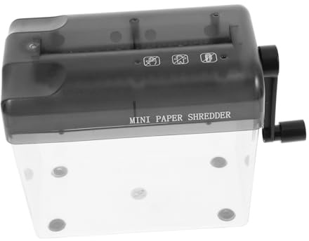HOMSFOU Papierschrederer Mit Papierkorb Kleiner Hand-aktenvernichter Edelstahl Fürs Büro Manueller Schredder Für Kontoauszüge Quittungen Schecks Und Umschläge
