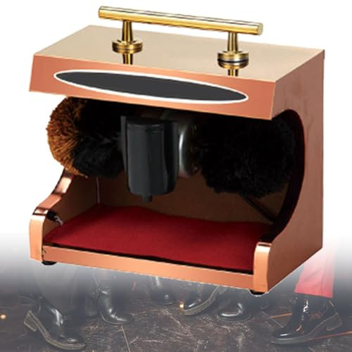 Shoe Polisher Automatic Induction Shoe Polish Mechanical Polishing Machine Electric Shoe Brush for Family Hotel Bank Office Shoe Brushes, with Double Combination Brush,Gold
