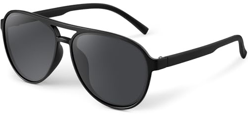 Gesruny Sonnenbrille Herren Damen Polarisiert Pilotenbrille UV400 Schutz Sonnenbrillen Klassische Retro Ultraleichte Schwarz Fliegerbrille Outdoor für Fahren-Schwarz