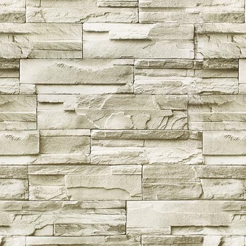 AMIGO Selbstklebende Steintapete, Ziegelmustertapete, optische 3D-Effekte, geeignet für Bad, Küche 44.5x300cm