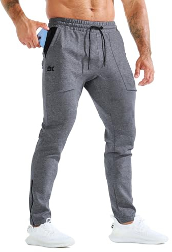 BROKIG Mens Zero Armor Gym Jogger Bottoms,Casual Sport Workout Trousers Training Running Track Pants with Zipper Pockets(Small,Dark Grey)