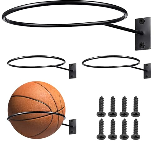 4 Stück Ballhalterung Wand Metall, Ballständer zur Wandmontage für Basketball Fußball Volleyball Rugby, Robustes Ball Rack Display für Garage Schlafzimmer Verein