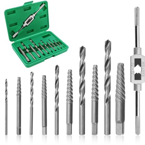 Juego de extractores de tornillos, 11 piezas, juego de brocas HSS, desenroscador, extractor izquierdo, para taladrar y quitar tornillos dañados