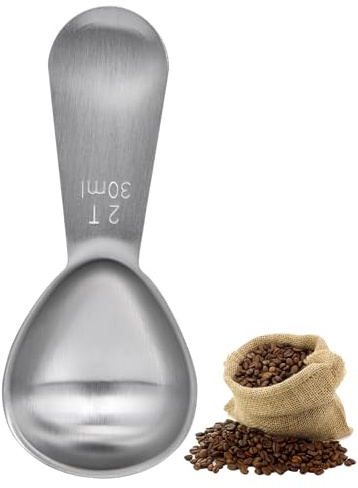 Doosu Coffee Scoop Ground Coffee, 18/8 Stainless Steel Measure Spoon, 2tbsp | Food Grade Small Metal Measuring Spoon, 2Tablespoon with Short Handle, for Beans, Tea, Protein Powder, Espresso (30ml)