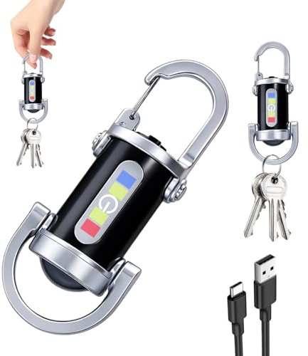 iwui 500LM Super Bright Mini Keychain Flashlight, Waterproof Mini Flashlights Portable Rechargeable LED Keychain Torch Pocket Flashlights for Emergency Power Hiking Camping Hiking Outdoor