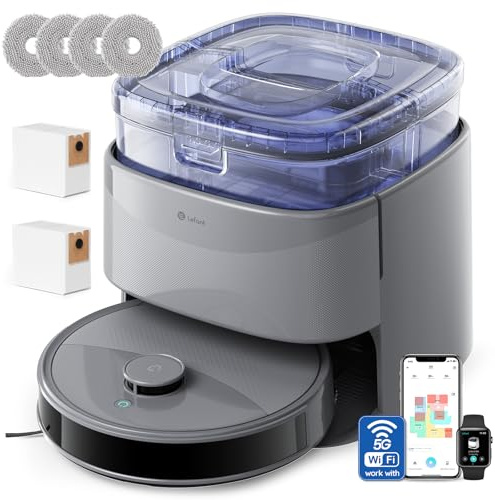 Lefant M3 Max Robot Aspirapolvere Lavapavimenti con Mappatura 20.000Pa | Pulizia Automatica Mop, 8 Settimane Senza Pulizia, Base 3,2L, Sollevamento Mop 9mm, Zone Vietate, Multi-Mappa, Anti-Groviglio